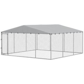 Silver Outdoor Dog Kennel with Waterproof Roof