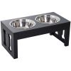 Bone-Shaped Elevated Feeding Station - Black