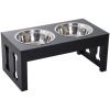 Bone-Shaped Elevated Feeding Station - Black