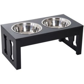 Bone-Shaped Elevated Feeding Station - Black