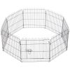 Octagon 8-Panel Foldable Dog Playpen in Black