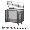 Heavy-Duty Steel Dog Crate with Double Doors & Wheels