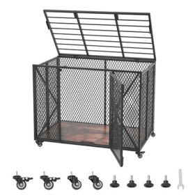 Heavy-Duty Steel Dog Crate with Double Doors & Wheels