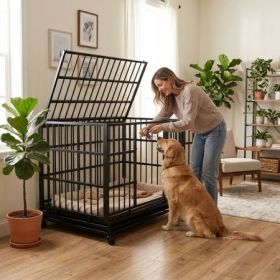 48-Inch Heavy-Duty Rolling Dog Crate
