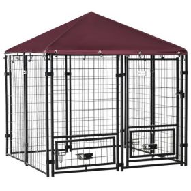 5' x 5' Outdoor Dog Kennel with Rotating Bowls