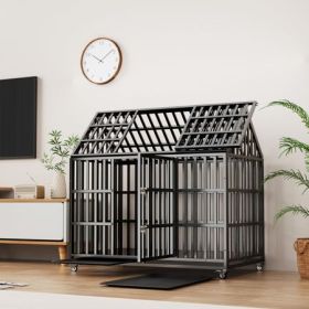 55" Heavy Duty Dog Crate with Lockable Wheels