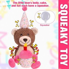 Birthday Bear Squeaky Plush Toy in Pink