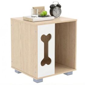 Wooden Dog House Side Table with Bone Window