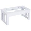Wooden Bone Elevated Dog Feeding Station, White
