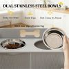 Elevated Dog Bowl Stand with Storage Cabinet - Gray