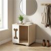 Wooden Dog House Side Table with Bone Window