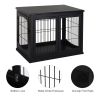 Modern Wooden Dog Crate End Table in Black