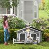 Wooden Cabin Dog House with Porch, Gray
