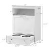 Feeder Station with Storage Cabinet & Raised Bowls, White