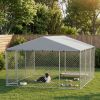 Silver Outdoor Dog Kennel with Waterproof Roof
