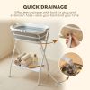 Elevated Foldable Dog Wash Station with Drain Hose, Gray