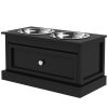 Elevated Dog Feeder Station with Storage Drawer, Black