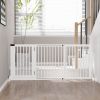 Freestanding Pet Gate Adjustable Wooden Dog Barrier 3 Panel