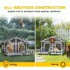 Wooden Cabin Dog House with Porch, Gray