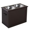 Raised Feeding Station with Storage, Dark Brown