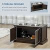 Elevated Dog Bowls with Storage Cabinet, Coffee