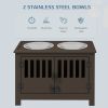 Elevated Feeding Station with Storage Cabinet, Espresso