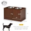 Elevated Dog Bowls with Storage Cabinet, Brown