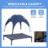Elevated Cot Bed with Sun Canopy, Dark Blue