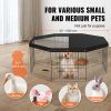 Foldable 8-Panel Dog Playpen with Weatherproof Top Cover