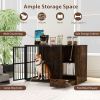 Coffee Dog Crate Furniture with Hidden Feeding Drawer