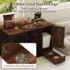 Coffee Dog Crate Furniture with Hidden Feeding Drawer