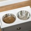 Elevated Dog Bowl Station with Storage Drawer, Gray