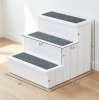 White 3-Step Wooden Pet Stairs with Carpet Treads