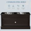 Elevated Dog Feeder Station with Storage Drawer, Brown