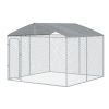 Large Roofed Outdoor Kennel with Locking Door
