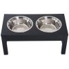 Bone-Shaped Elevated Feeding Station - Black