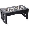 Bone-Shaped Elevated Feeding Station - Black