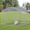 Large Roofed Outdoor Kennel with Locking Door