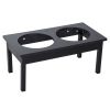 Wooden Elevated Dog Feeding Station, Black