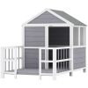 Wooden Dog House with Porch & Observation Windows