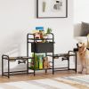 Adjustable Feeding Station with Storage, Black