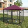 5' x 5' Outdoor Dog Kennel with Rotating Bowls