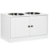 Elevated Dog Bowl Stand with Storage Cabinet, White