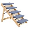 5-Step Foldable Wood Pet Stairs for Beds & Cars