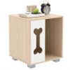 Wooden Dog House Side Table with Bone Window