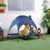Elevated Dog Cot with UV Canopy, Dark Blue