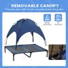 Elevated Dog Cot with UV Canopy, Dark Blue