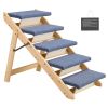 5-Step Foldable Wood Pet Stairs for Beds & Cars