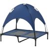 Elevated Dog Cot with UV Canopy, Dark Blue