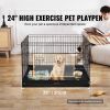 Foldable Metal Dog Playpen with Oxford Floor Pad